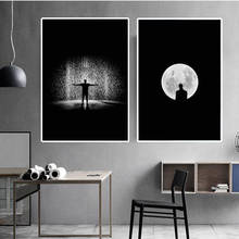 Pintura de tela abstrata moderna, estilo nórdico, minimalista, preto e branco, poster e impressão de fotos de parede para quarto, decoração de casa quadros 2024 - compre barato