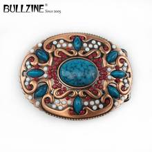 Bullzine wholesale zinc alloy belt buckle turquoise stones belt buckle copper finish FP-03274 jeans gift belt buckle 2024 - buy cheap