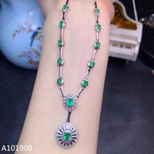 KJJEAXCMY boutique jewelry 925 sterling silver inlaid Natural emerald pendant ladies necklace supports inspection beautiful 2024 - buy cheap