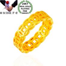 OMHXFC Jewelry Wholesale RI277 European Fashion Fine Woman Man Party Birthday Wedding Gift Vintage Fortune Coin 24KT Gold Ring 2024 - buy cheap