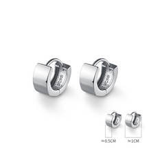 Pendientes de aro de plata de ley 100% para mujer y niña, aretes redondos geométricos lisos, Piercing para adolescente, pequeños huesos de oreja, joyería fina 925 2024 - compra barato