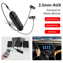 28h playtime bluetooth 5.0 receptor de áudio com fone de ouvido microfone 3.5mm aux jack adaptador sem fio chamada viva-voz para alto-falante do kit do carro 2024 - compre barato