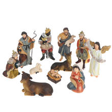 Conjunto de escena de Natividad, estatuillas de cuna de Navidad, adornos en miniatura de Baby Jesús, pesebre, iglesia, regalo, decoración del hogar 2024 - compra barato