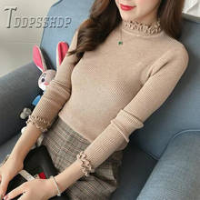 Slim Soft Long Sleeve Women Sweaters Solid Female Korean Sexy Slim Stretch Pullovers Sweater 2024 - buy cheap