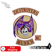 Destroyer MC Skull with Wings Full Set Large Embroidery Club Iron on Patch for Clothing Jacket Garment Accessories Back Applique 2024 - buy cheap