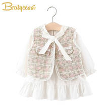 Spring Autumn Baby Girl Clothes Set Bow Princess Baby Girl Dress Vest 2PCS Kids Outfits Toddler Clothing Infant Clothes 2024 - buy cheap