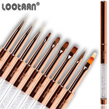 Rose Gold Nail Brush Nail Art Rhinestone Acrylic Liner Brush French Lines Stripes Flower Grid Painting Drawing Pen Manicure Tool 2024 - buy cheap