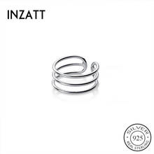 Женское регулируемое геометрическое кольцо INZATT, ювелирное изделие из настоящего серебра 925 пробы, минималистичные аксессуары, подарок 2020 2022 - купить недорого
