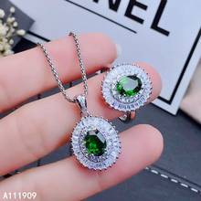 KJJEAXCMY boutique jewelry 925 sterling silver inlaid Natural Diopside pendant necklace ring Women's suit support detection 2024 - buy cheap