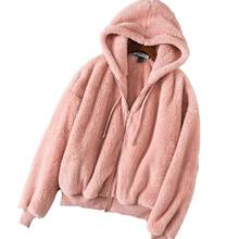 Zuolunouba 2020 Autumn And Winter New Sweet Cute Coral Velvet Ladies Hoodie Thick Plush Loose Loose Wild Color Zipper Women Coat 2024 - buy cheap