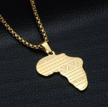 Fashion Creative Stainless Steel Gold Ancient Egypt Mysterious Symbol Africa Map Pendant Necklace 2024 - buy cheap