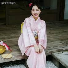 2022 japanese traditional yukata for women retro florao sakura pink kimono ceremony dress for women vintage flower haori women 2024 - buy cheap