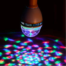 Обновленный Хрустальный сценический светильник E27 3 Вт, RGB светодиодный лазерный проектор со снежинками, автоматическая Вращающаяся лампа, вечерние лампы, праздничная танцевальная лампочка для дискотеки 2024 - купить недорого