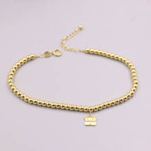 Pure 18K Yellow Gold Bracelet Cow Glossy Beads Link Chain Adjustable Bracelet Woman Lucky Gift  1.9g 2024 - buy cheap