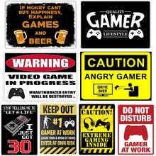 Game Warning Metal Signs Keep Out Gamer At Play Garage Rustic Retro Tin Plaque Poster Home Decor Wall Art Shabby Chic Gift 2024 - buy cheap