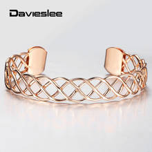 Brazalete de 11mm para mujer, brazalete de apertura de oro rosa, pulsera tallada trenzada para fiesta, boda, regalos de joyería, nuevo LCB50 585 2024 - compra barato