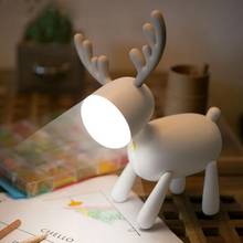 Usb recarregável cervos led night lights silicone animal dos desenhos animados lâmpada de mesa regulável para crianças presente do bebê quarto cabeceira 1w 2024 - compre barato