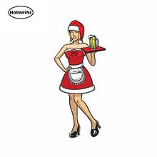HotMeiNi 13cm x 5.7cm Waitress In Christmas Hat Women Graphics Funny Car Stickers and Decals Bumper Windows Trunk Laptop Decor 2024 - buy cheap