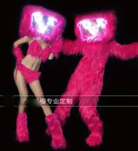 Female nightclub bar stage dance Dj Ds Dance Team gogo Costume LED Light TV Headdress Bikini Set 2024 - buy cheap