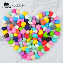 LOFCA Silicone Beads Heart Shaped 50pcs/lot Baby Teether Food Grade Silicone Loose Beads DIY Pacifier Chain Clip Necklaces Toy 2024 - buy cheap