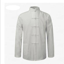 Thin Jacket for Men white Long Sleeve Cotton Shirt Traditional Chinese Clothes Tang Suit Coat clothing Kung Fu Tai Chi Uniform 2024 - buy cheap