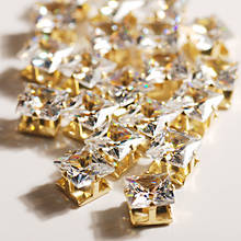 Zircônia cúbica de cristal quadrado, 5mm 6mm 8mm a forma de garra única liga de ouro zircônia acessórios amuletos para casa 2024 - compre barato