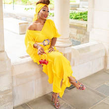 Африканские платья для женщин, свободный дизайн, шифон, длинная одежда, рукав-бабочка, Дашики, платье, сексуальные платья с оборками, Vestido De Festa 2024 - купить недорого