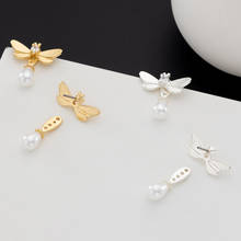 Jaeeyin 2021 Fashion Custom Pearl Dragonfly with CZ Stones Stud Earrings Jewelry 2024 - buy cheap