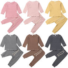 0-24M Newborn Baby Boy Girl Long Sleeve Striped T-shirt Tops Long Pant Legging 2PCS Autumn Baby Clothing Set 2024 - buy cheap