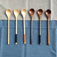 5pcs Japanese-Style Long Handle Wooden Spoon Tea Dessert Spoons for Eating Mixing Stirring Cooking Tableware Kitchen Supplies 2024 - buy cheap