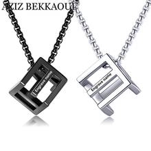 Casal de colares gravados com nome personalizado, estilo aziz bekkaoui, joias quadradas exclusivas de aço inoxidável, presentes especiais para amantes 2024 - compre barato