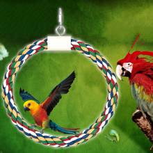 Pet птица из хлопка с изображением попугая; Веревки круг кольцо подставка Подвесные качели для клетки жевать игрушка для попугаев аксессуары для птиц 2024 - купить недорого
