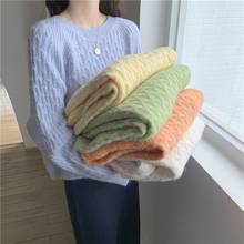 Lism suéter feminino de malha, simples, de manga longa, gola redonda, casual, coreano, preguiçoso, outono inverno 2020 2024 - compre barato