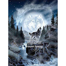 Wolf Animal Printed Water-Soluble Canvas 11CT Cross-Stitch Embroidery Kit DMC Threads Craft Needlework Handmade     Stamped 2024 - buy cheap