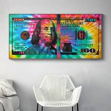 Pintura em tela de conta de 100 dólares, inspiradoras, coloridas, pôsteres e impressões, imagens de arte de parede para decoração de casa, sala de estar 2024 - compre barato