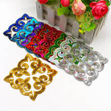 1 Piece Sequined Flower Patches Squared Iron on Applique Padded Costume Trims 9cm*9cm 2024 - buy cheap