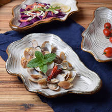 Japanese Style Creative Shell Shape Simple Sushi Dish Ceramic Fruit Dish Irregular Snack Salad Plate Dessert Tray Tableware 2024 - buy cheap
