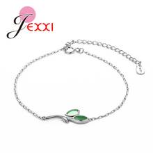 Pulseira de pingente de folhas de cristal, pulseira de prata esterlina 925 original, joias estilosas para mulheres 2024 - compre barato