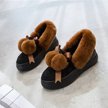 Botas de neve de inverno das mulheres pele de coelho quente sapatos de neve deslizamento no inverno para as senhoras sapato sola grossa sapatos de plataforma 2024 - compre barato