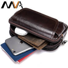 MVA Waist Bag Luxury Brand Pouch Belt Man Leather Fanny Genuine Man Casual Women Fanny Pack For Mobile Phone Cigarette Case 7539 2024 - buy cheap