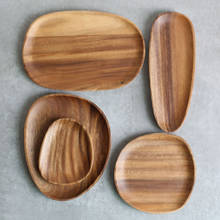 Plato de madera ovalado Irregular para fruta, bandeja de té, postre, cena, juego de vajilla 2024 - compra barato