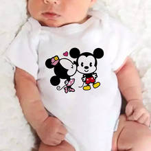 Disney Cute Mouse Mickey Minnie Couple Print Newborn Jumpsuit  Short Sleeve Toddler Romper Summer Infant Bodysuits 2024 - buy cheap