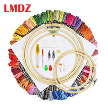 Lmdz kit de iniciante de bordado, conjunto de ponto cruz com 50 cores para bordado e costura. acessórios 2024 - compre barato