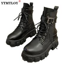 Lace-up Ankle Boots for Women Shoes Round Toe Platform Thick Heels Short Autumn Height Increasing Motorcycle Boots  Winter 2024 - buy cheap