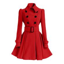 Fashion 2020 New Winter outerwear Europe Belt Buckle trench Coat Double breasted Coat Casual Women Long Sleeve Dress Coats 2024 - buy cheap