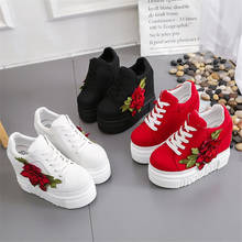 Flower Shoes Women Red Sneakers with Wedges White Shoe for Women Platform Sneakers Black Shoes Woman Sneakers women Brand 2024 - buy cheap