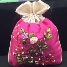 Bolsas de joias com pérolas favoritas, bolsas de seda bordada artesanal chinesa com 10 peças, bolsas para presente de casamento 2024 - compre barato