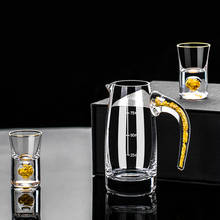 Mini óculos de cristal de grau superior 24k, folha de ouro puro, conjunto decantador de vinho, divisor, artesanal, copos de bala, licor, branco, bebidas 2024 - compre barato