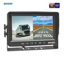 DIYKIT AHD 7 "IPS Monitor de Visão Traseira Do Carro Suporte para Câmera Cartão SD de Gravação de Vídeo Suporte 960P AHD Diaplay duas Câmeras de Imagem 2024 - compre barato