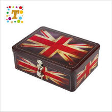 New Arrival Vintage US UK Flag Metal Floral Print Tin Box Storage Box Jewelry Box Candy Box with Lock Free Shipping 2024 - buy cheap